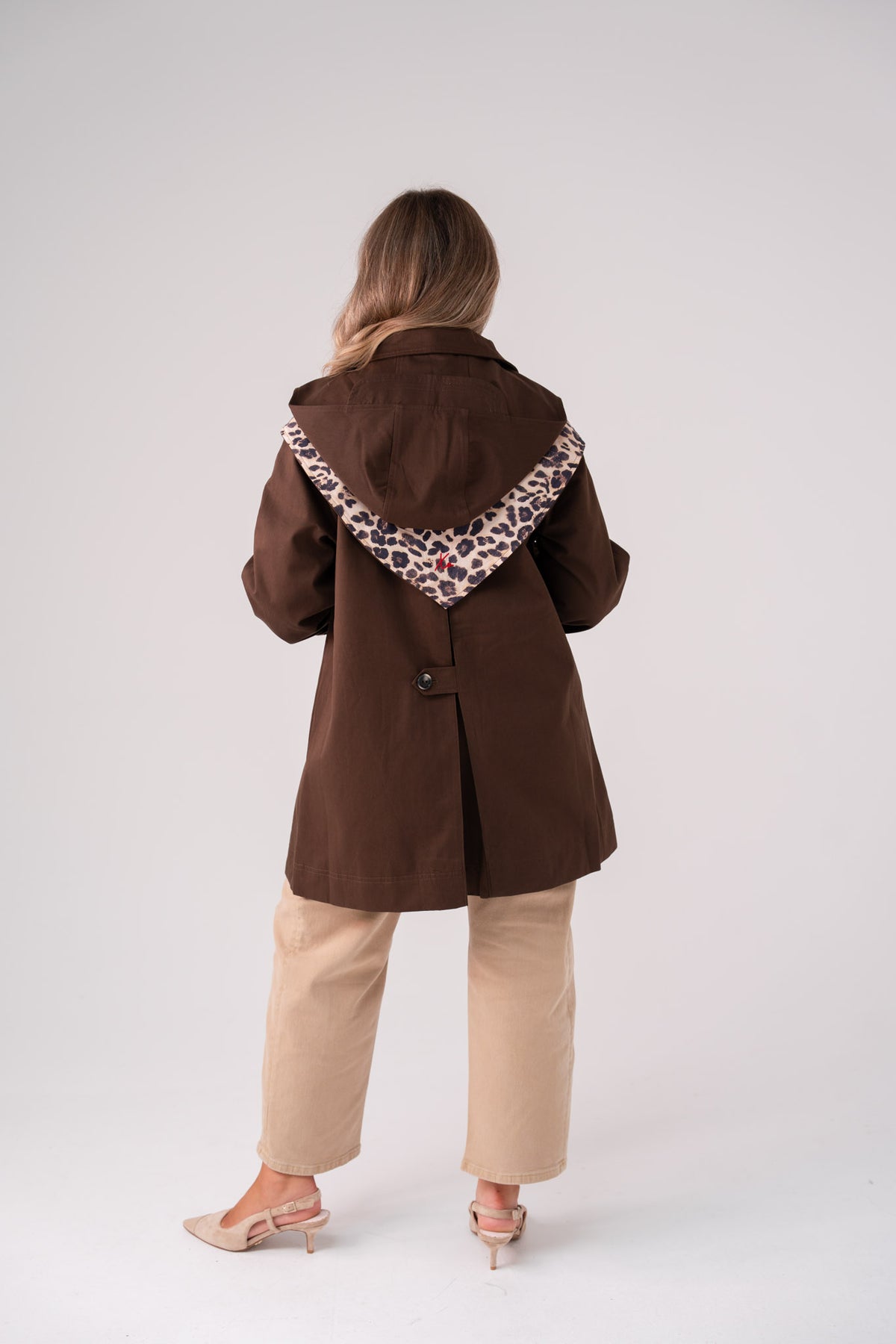 Love Laura Trench Coat With Scarf In Chocolate
