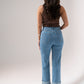 Love Laura Chocolate Trim Turn Up Jeans In Denim