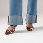 Love Laura Chocolate Trim Turn Up Jeans In Denim