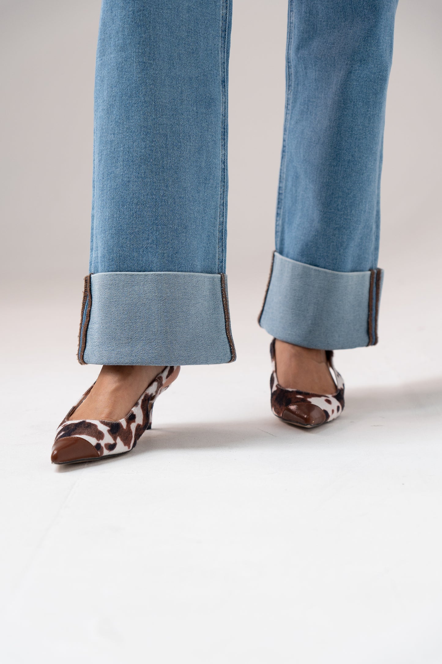 Love Laura Chocolate Trim Turn Up Jeans In Denim