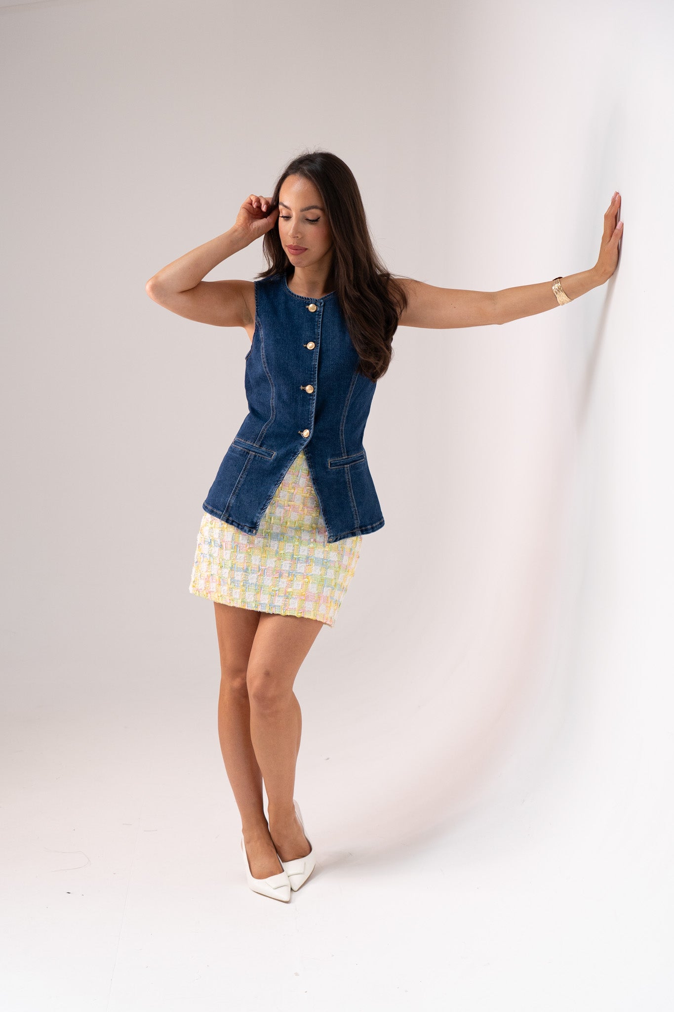 Love Laura Tweed Skirt In Multi