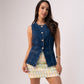 Love Laura Denim Waistcoat In Dark Wash
