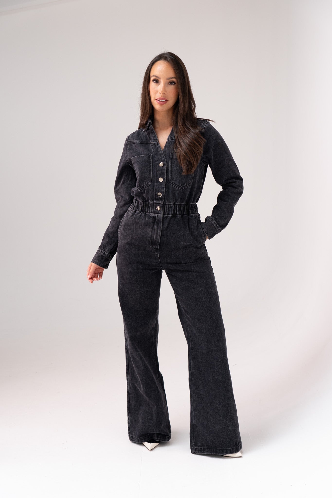 Love Laura Utility Jumpsuit In Black Wash