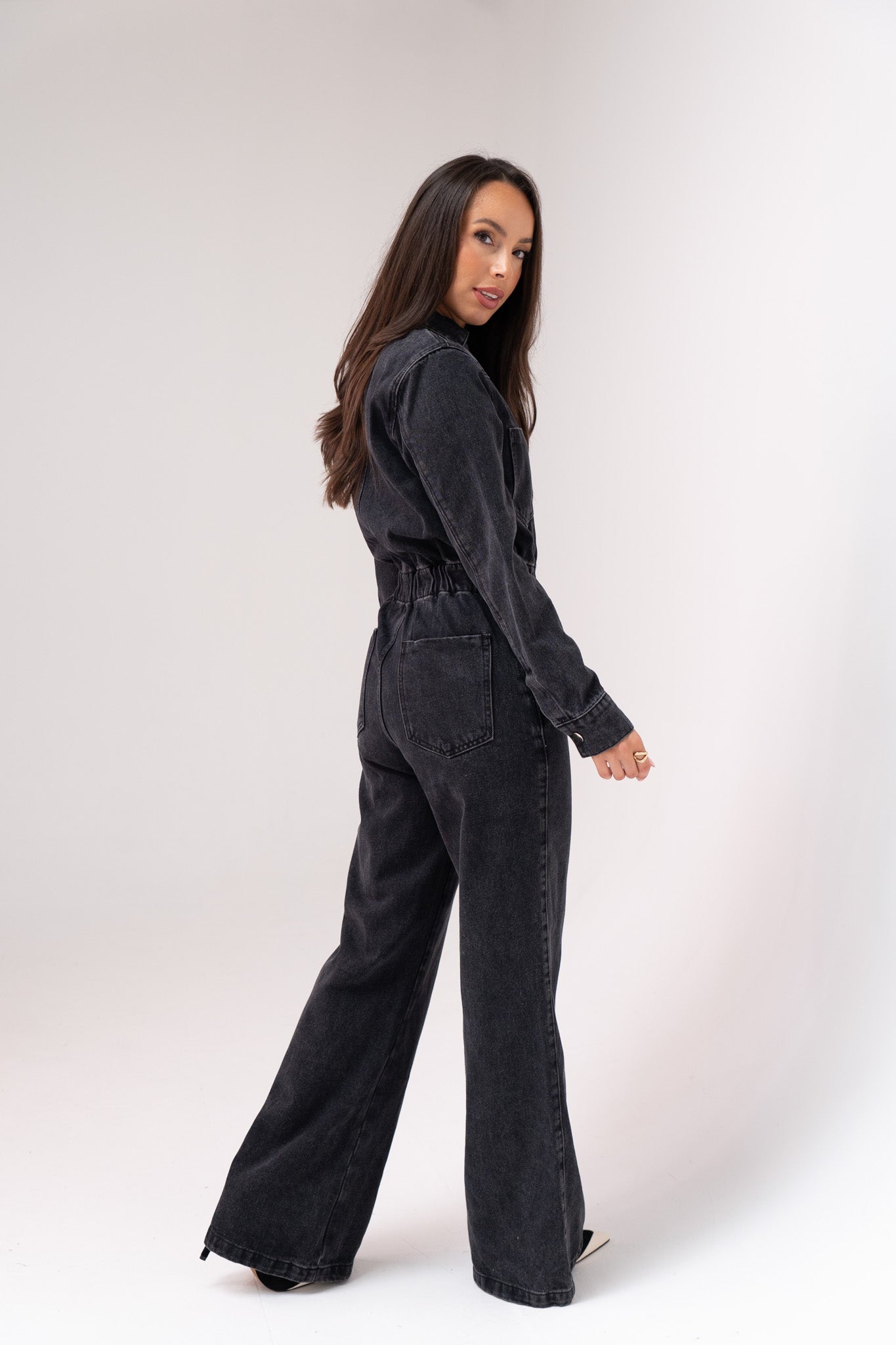 Love Laura Utility Jumpsuit In Black Wash