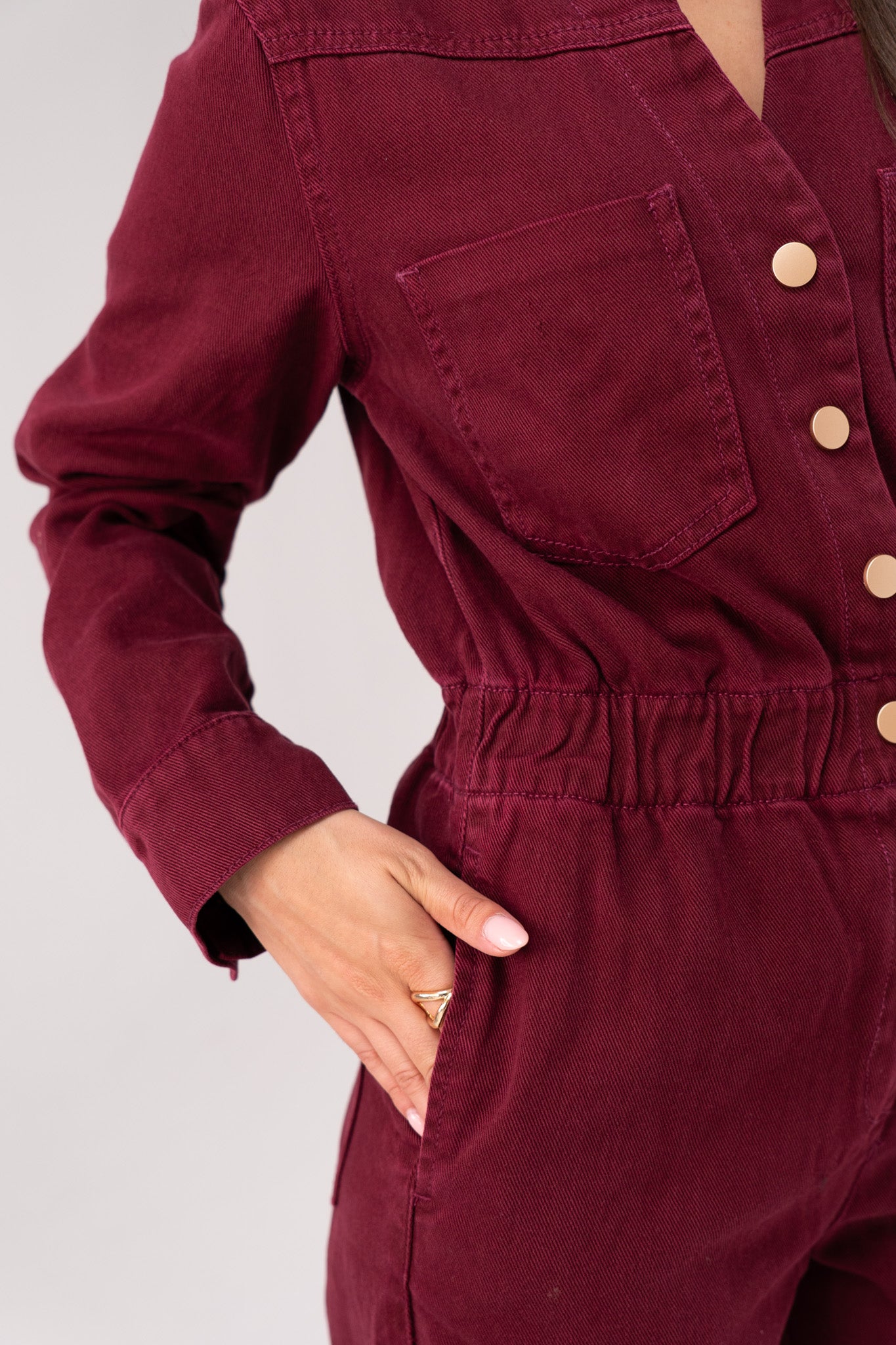 Love Laura Utility Jumpsuit In Burgundy