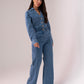 Love Laura Utility Jumpsuit In Mid Wash
