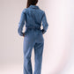 Love Laura Utility Jumpsuit In Mid Wash