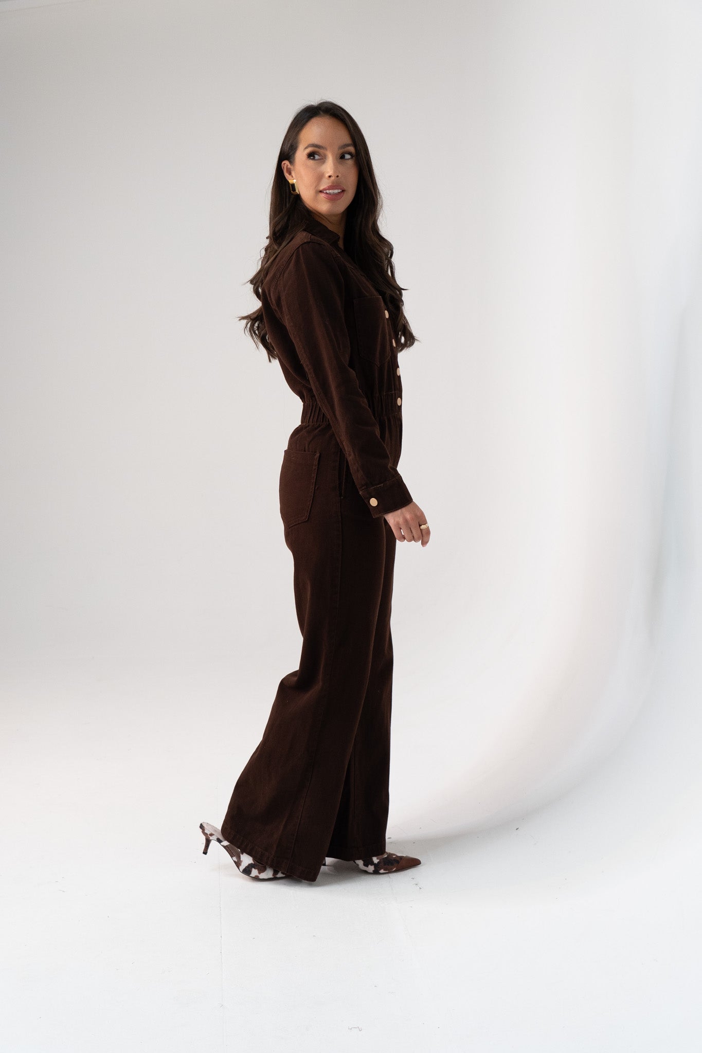 Love Laura Utility Jumpsuit In Chocolate