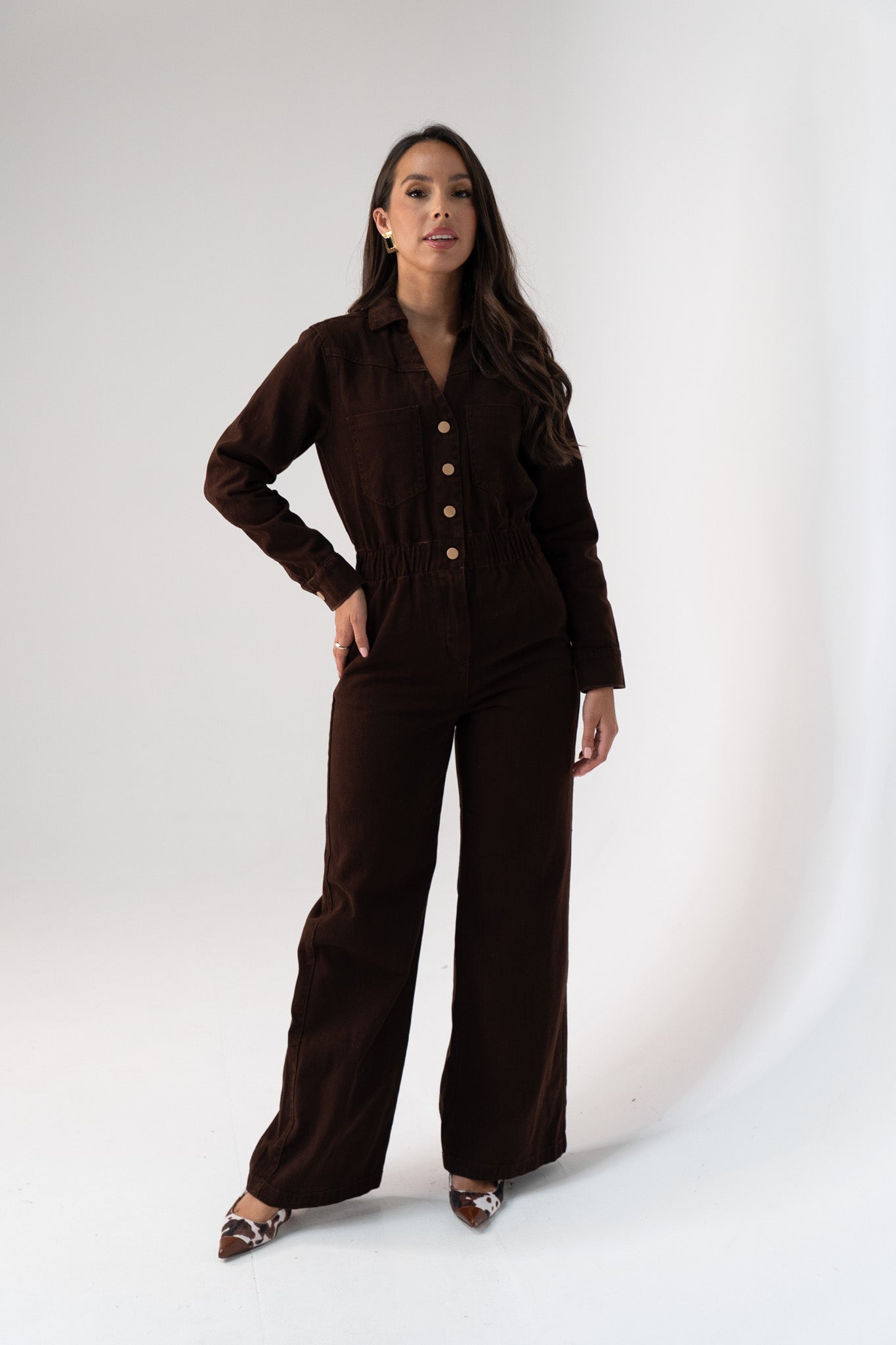 Love Laura Utility Jumpsuit In Chocolate