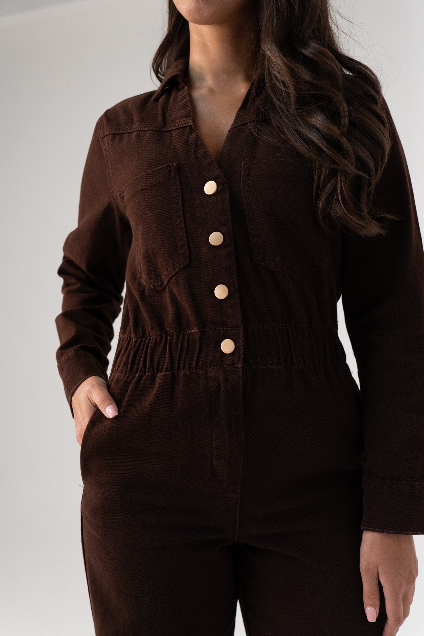 Love Laura Utility Jumpsuit In Chocolate