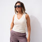 Love Laura V-Neck Vest Top In Cream