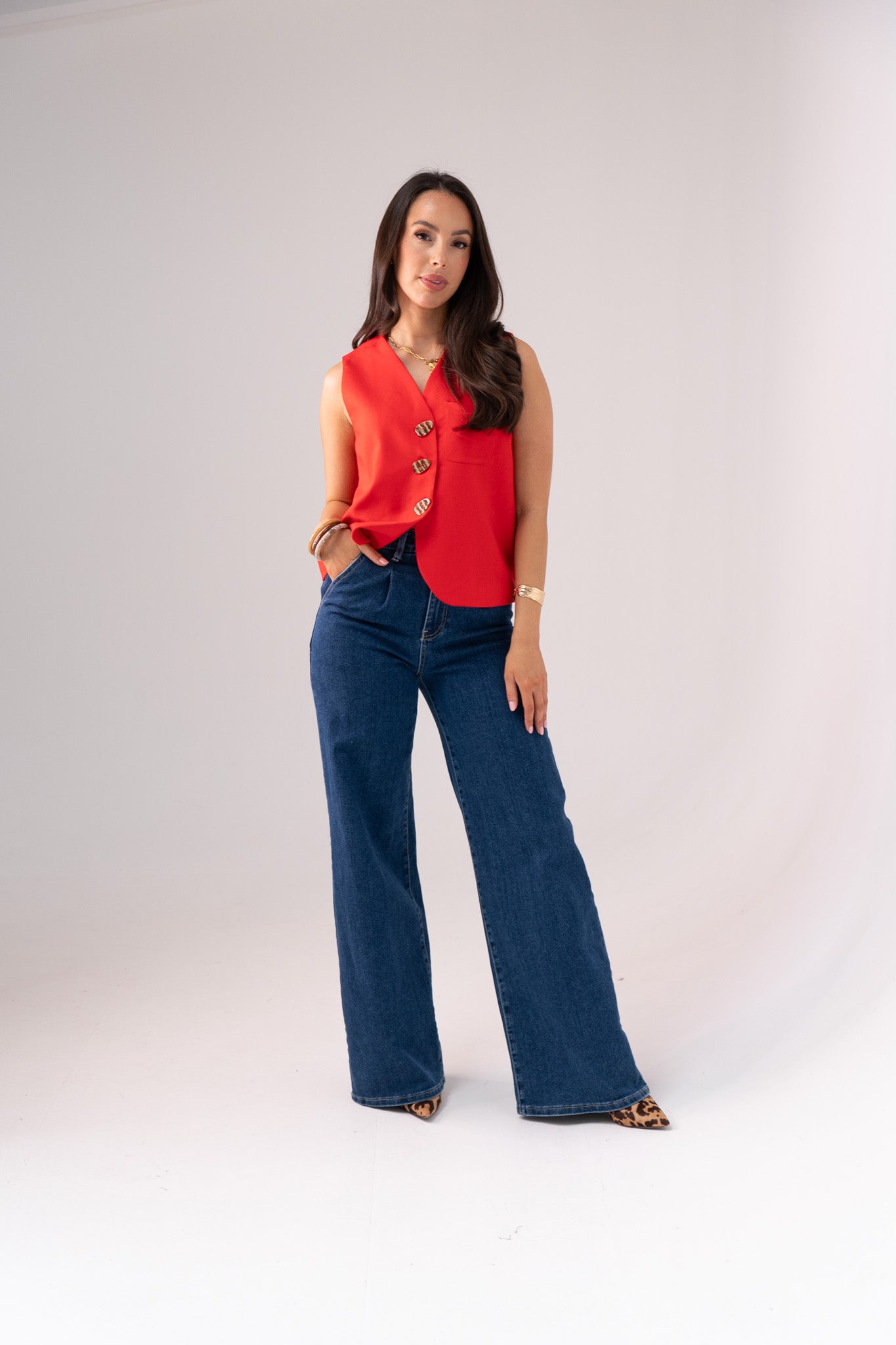Love Laura Wide Leg Jeans In Dark Wash