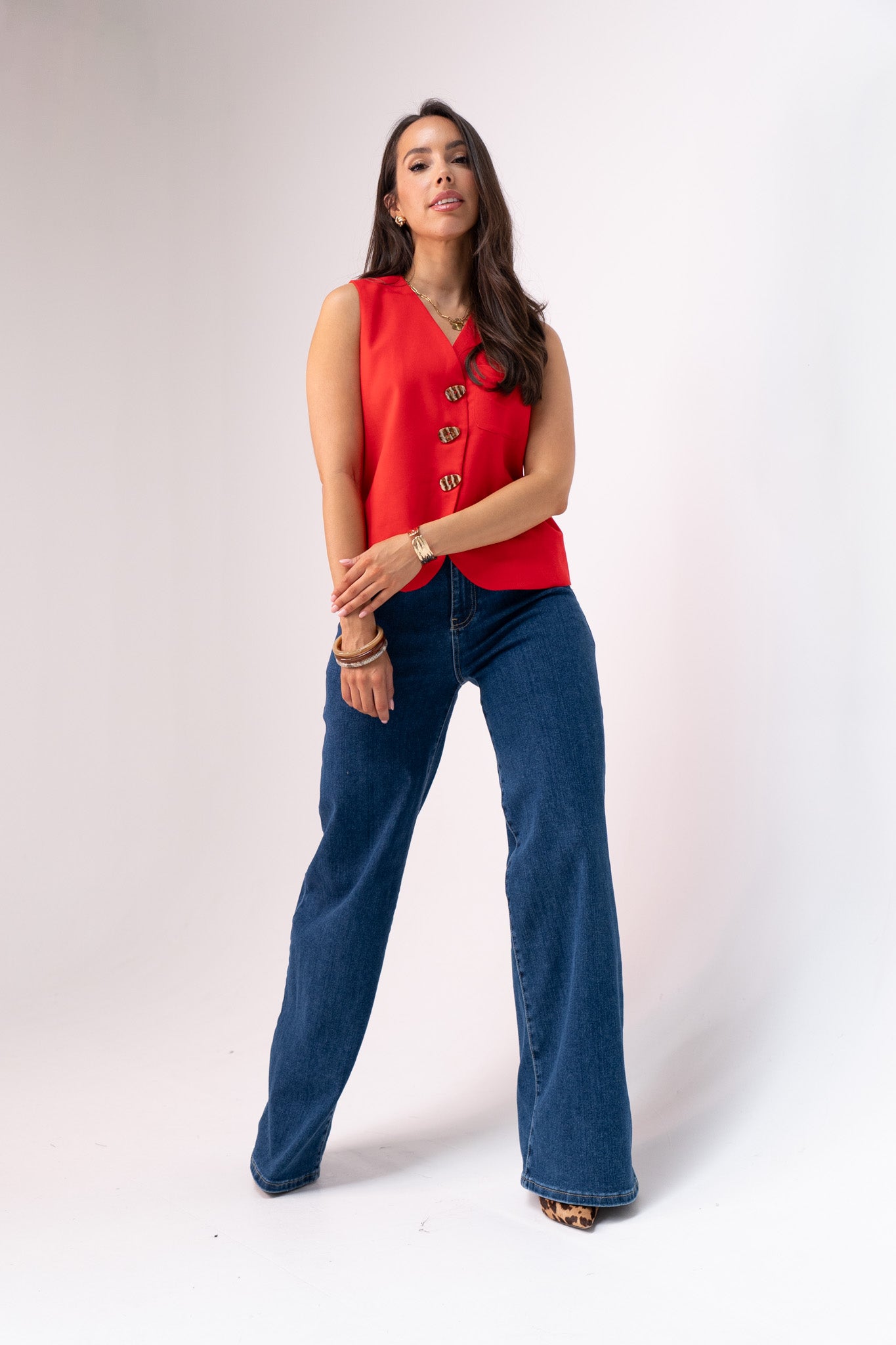 Love Laura Wide Leg Jeans In Dark Wash