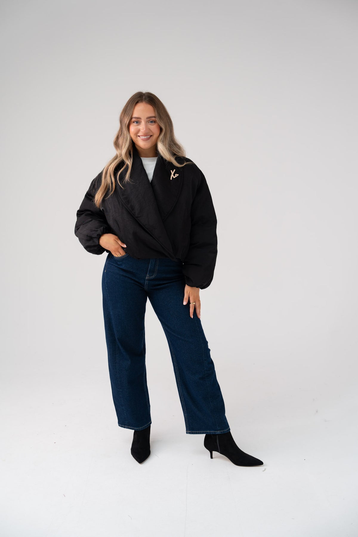 Love Laura Statement Collar Jacket In Black