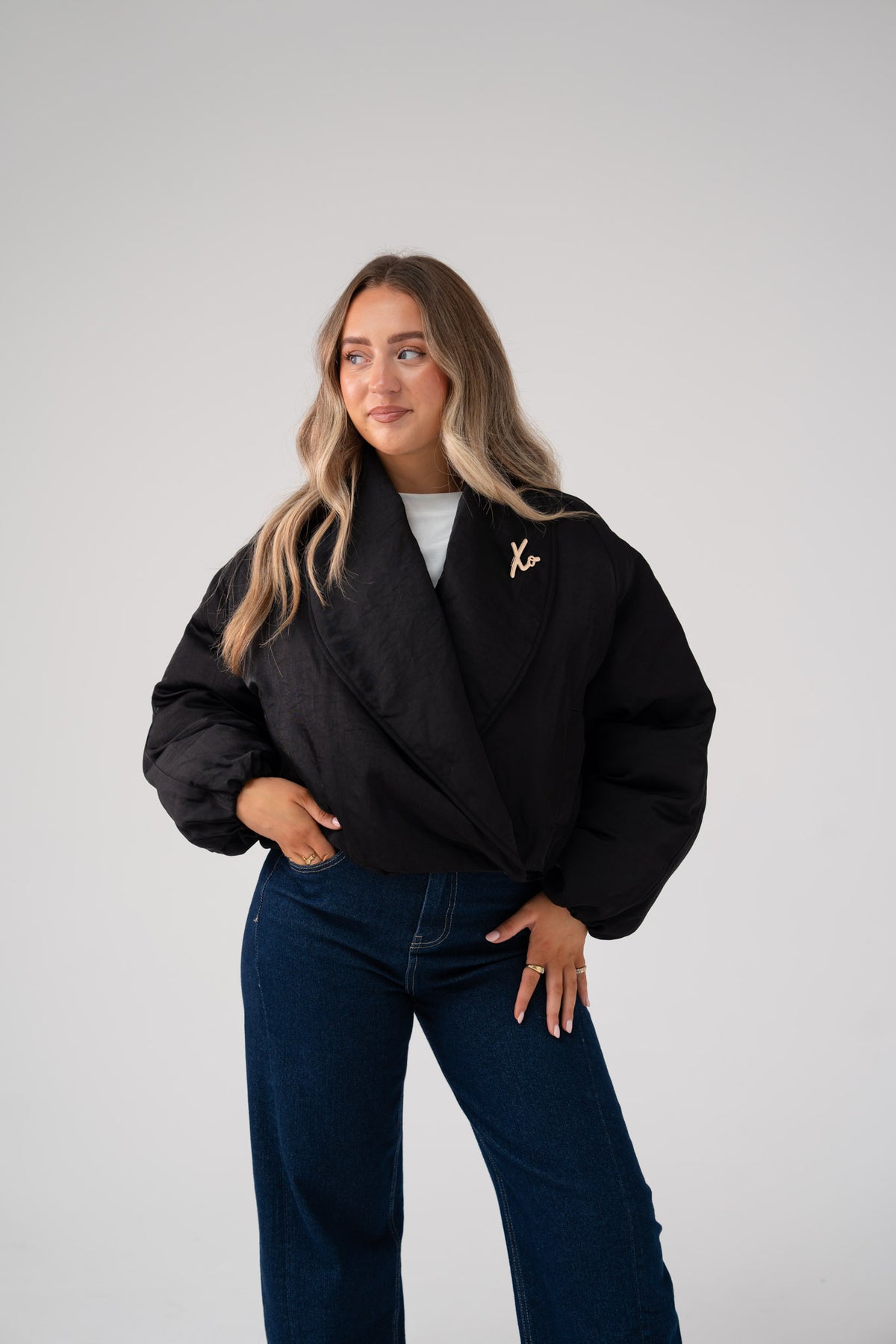 Love Laura Statement Collar Jacket In Black