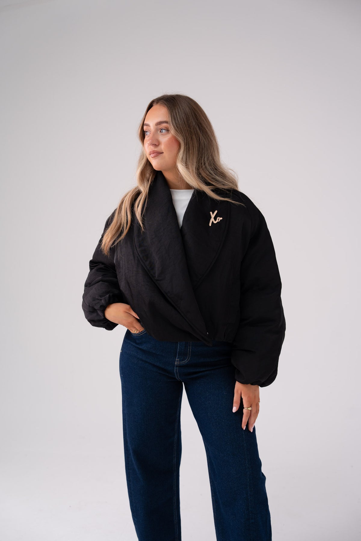 Love Laura Statement Collar Jacket In Black