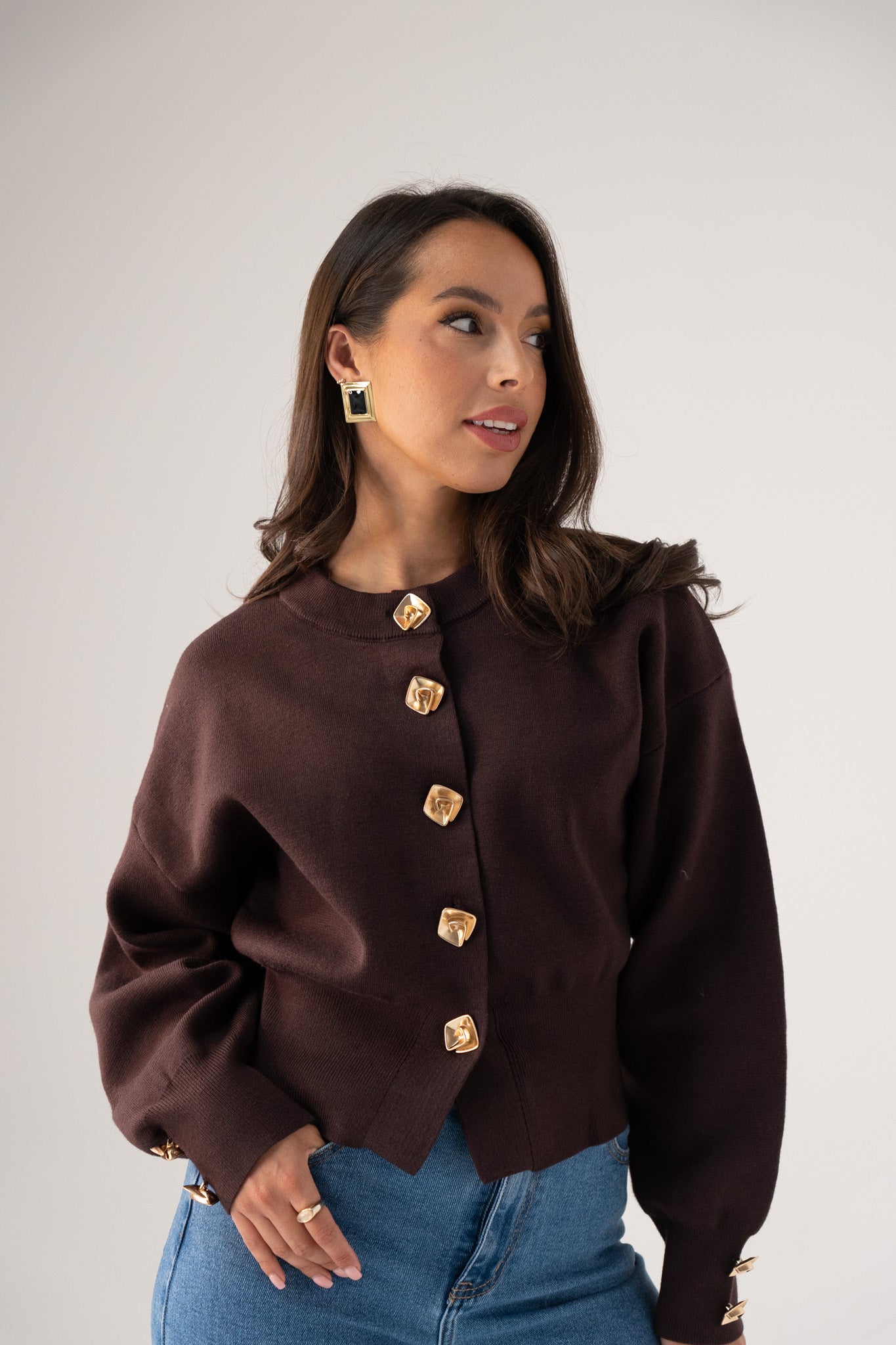Love Laura Cardigan In Chocolate