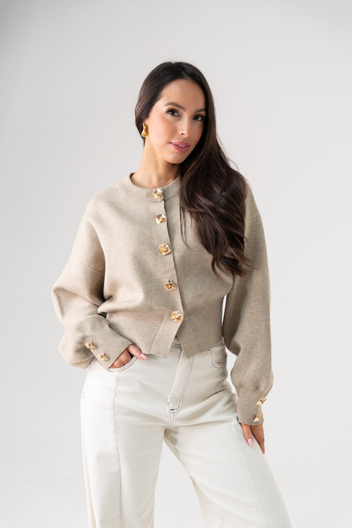 Love Laura Cardigan In Oatmeal