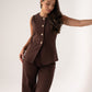 Love Laura Denim Waistcoat In Chocolate