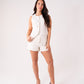 Love Laura Chocolate Stitched Shorts In Cream