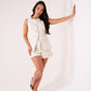 Love Laura Chocolate Stitched Shorts In Cream