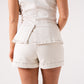 Love Laura Chocolate Stitched Shorts In Cream