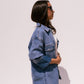 Love Laura Denim Shacket In Mid Wash