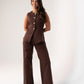 Love Laura Denim Waistcoat In Chocolate