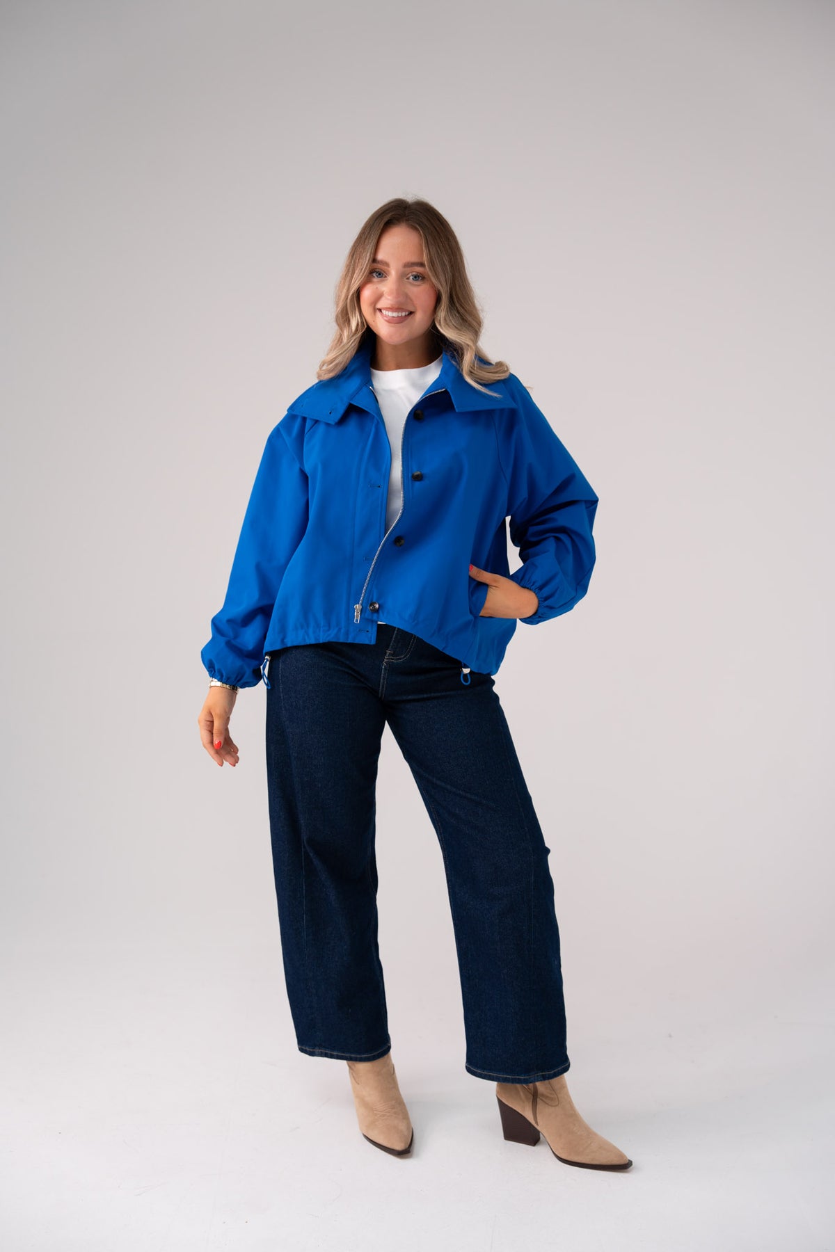 Love Laura Funnel Neck Jacket In Blue