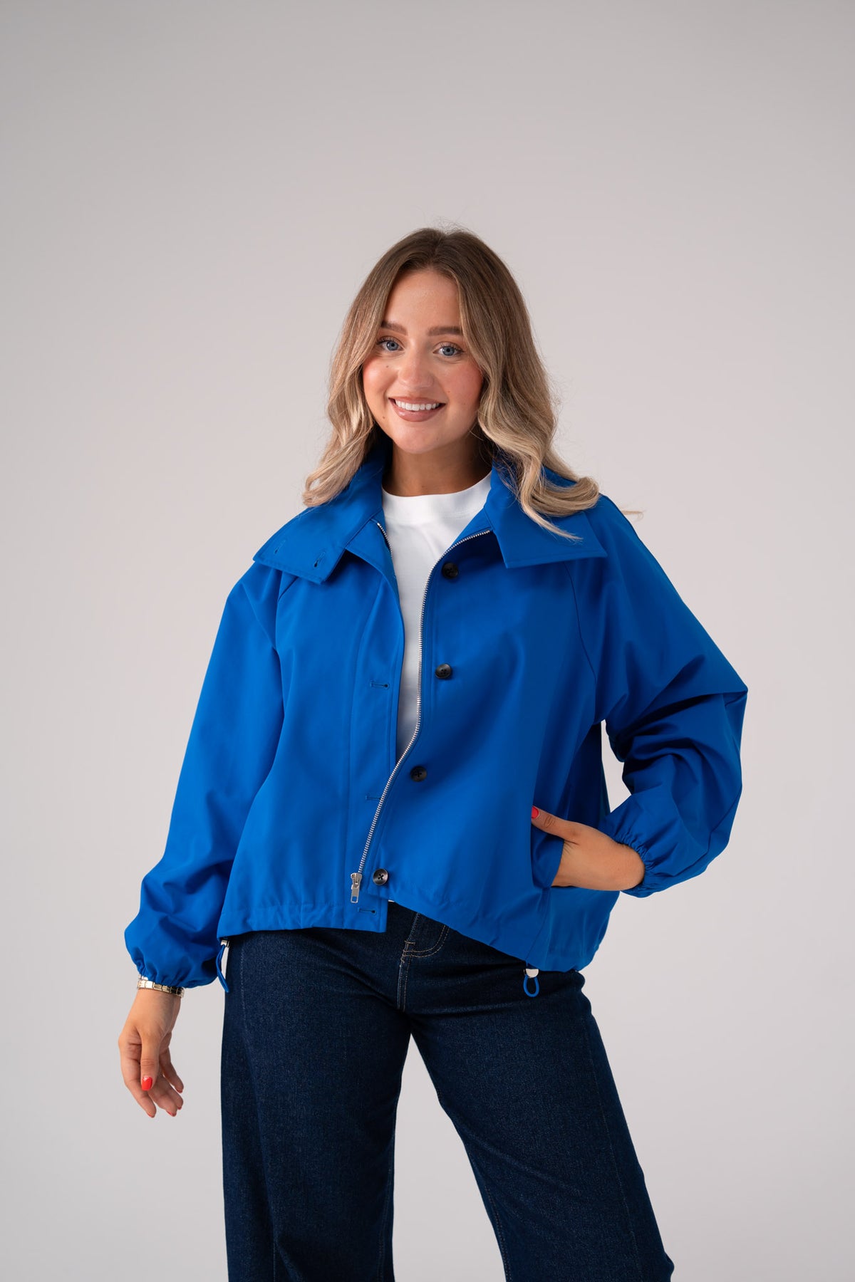 Love Laura Funnel Neck Jacket In Blue