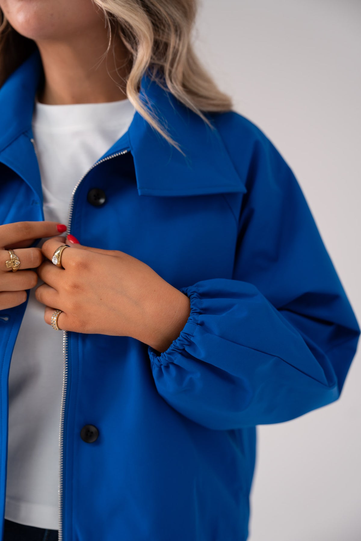 Love Laura Funnel Neck Jacket In Blue