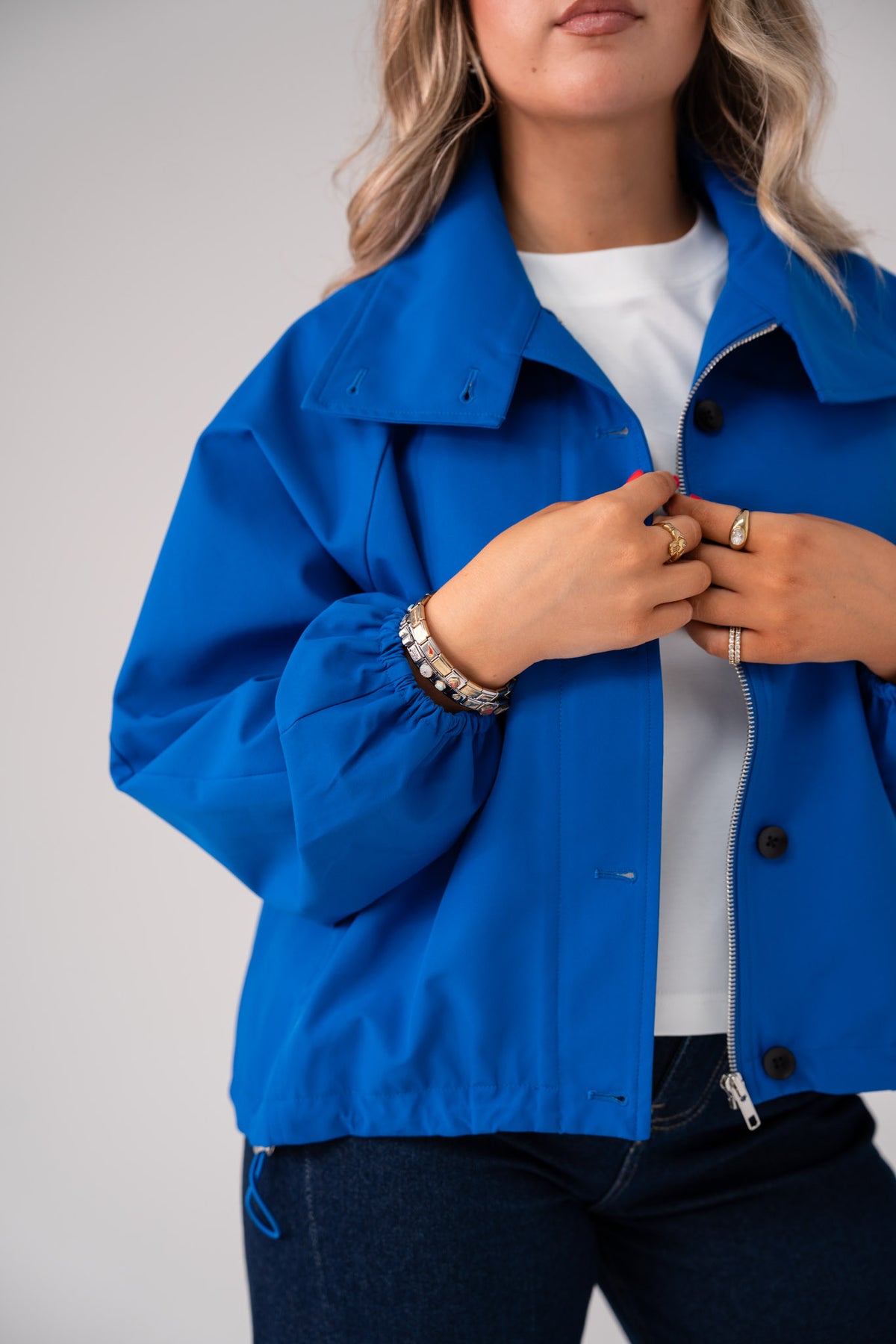 Love Laura Funnel Neck Jacket In Blue