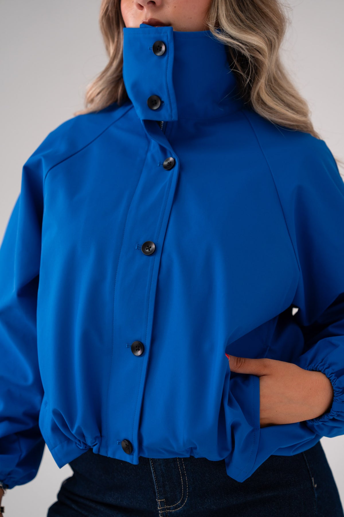 Love Laura Funnel Neck Jacket In Blue