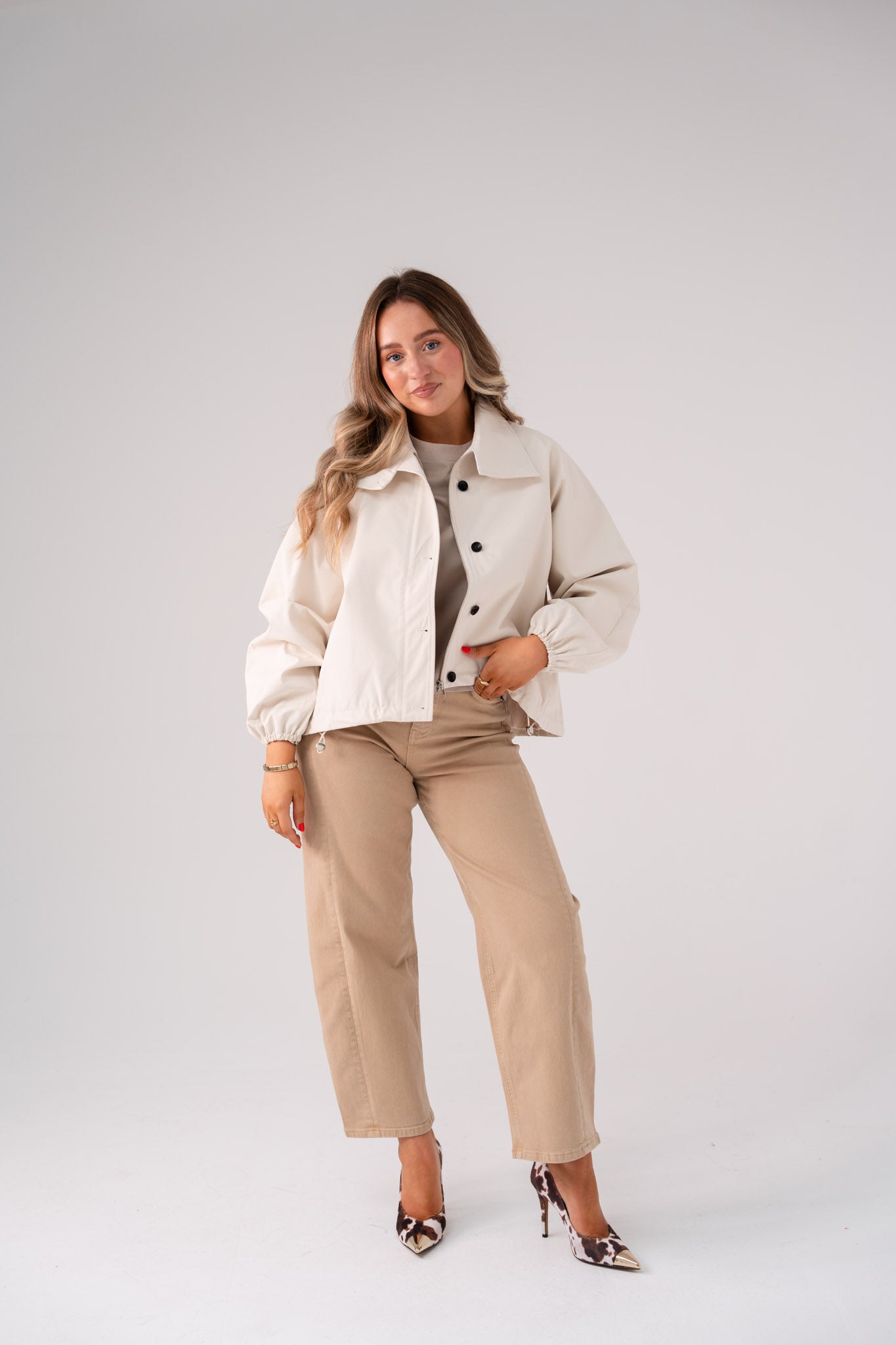 Love Laura Funnel Neck Jacket In Nude
