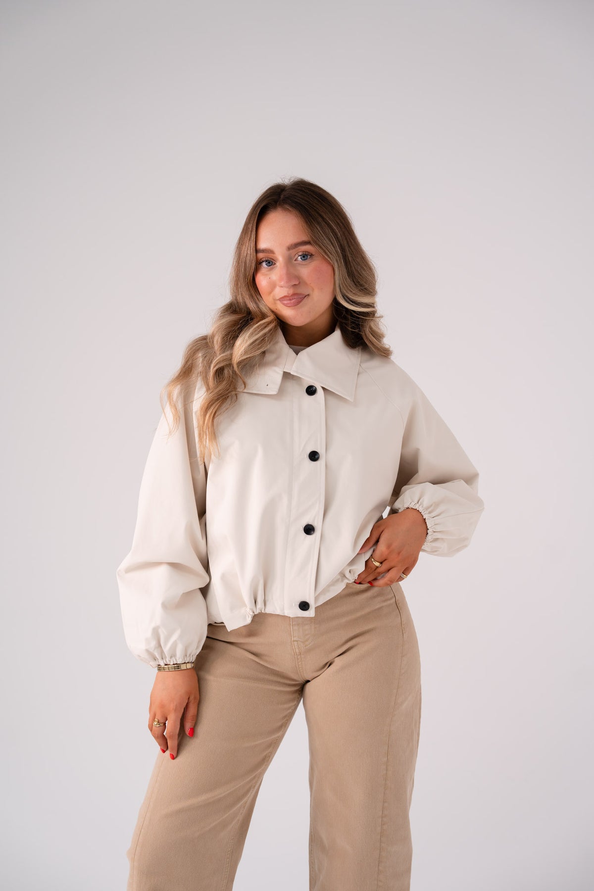 Love Laura Funnel Neck Jacket In Nude