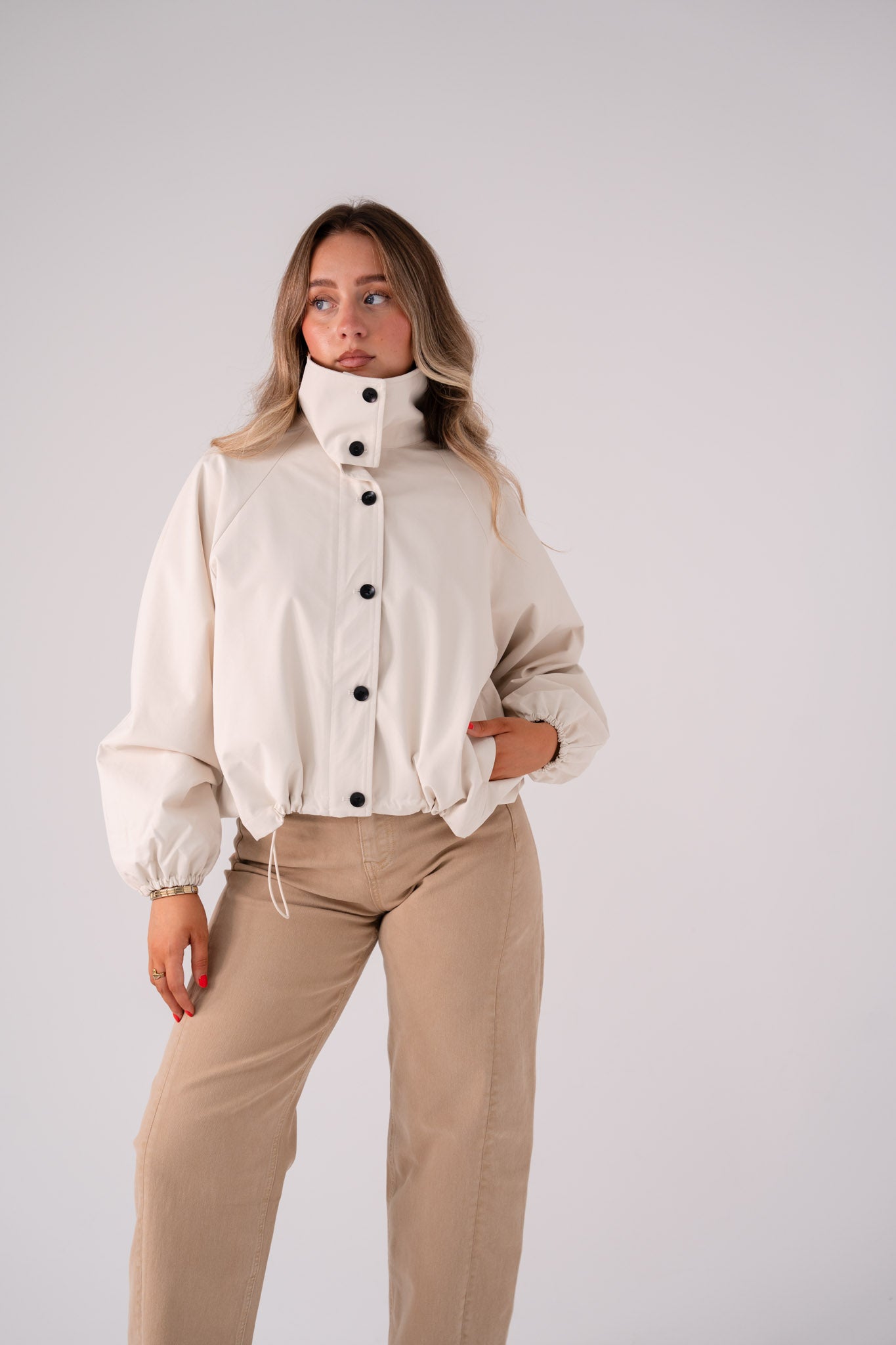 Love Laura Funnel Neck Jacket In Nude