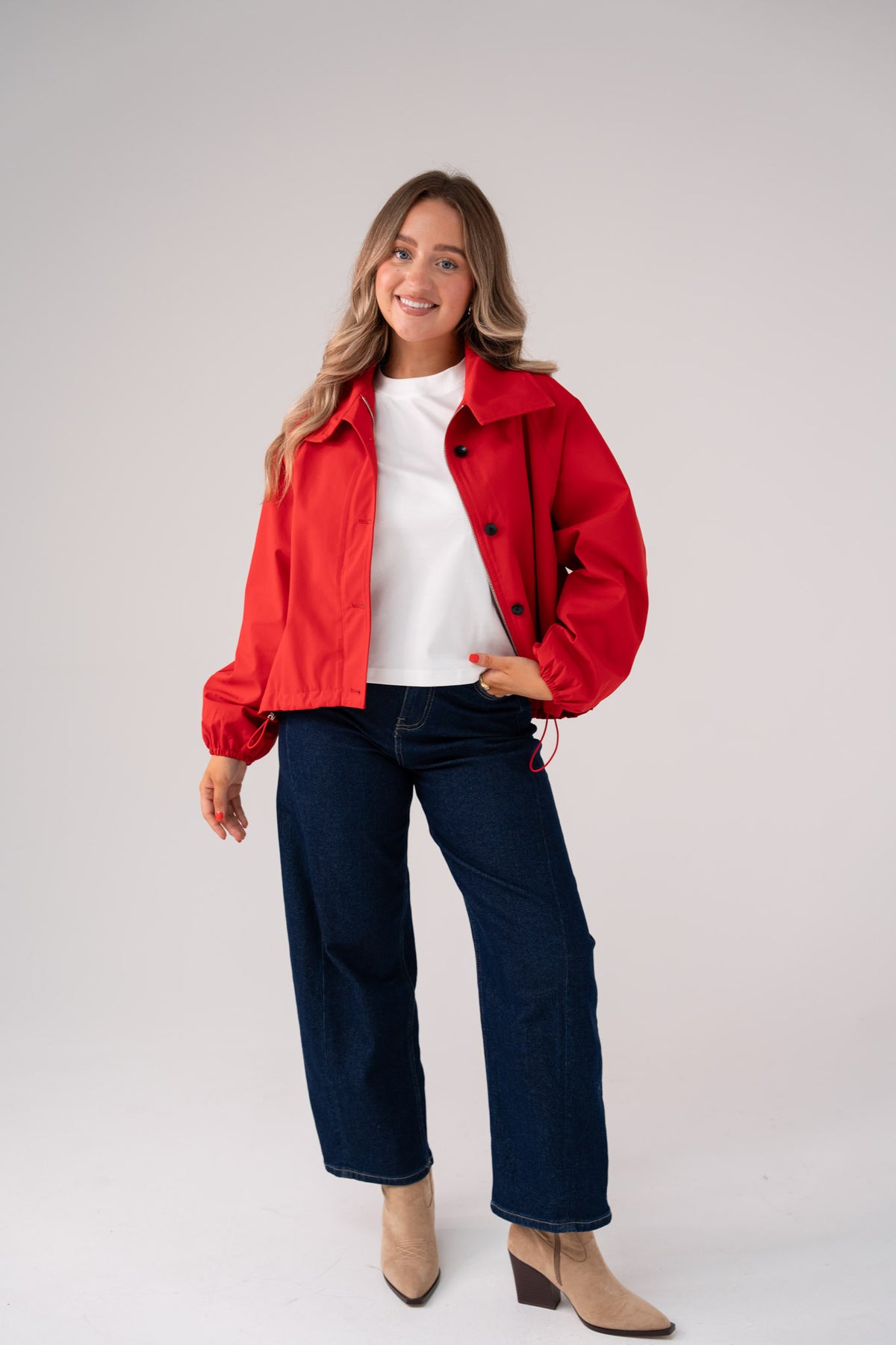 Love Laura Funnel Neck Jacket In Red