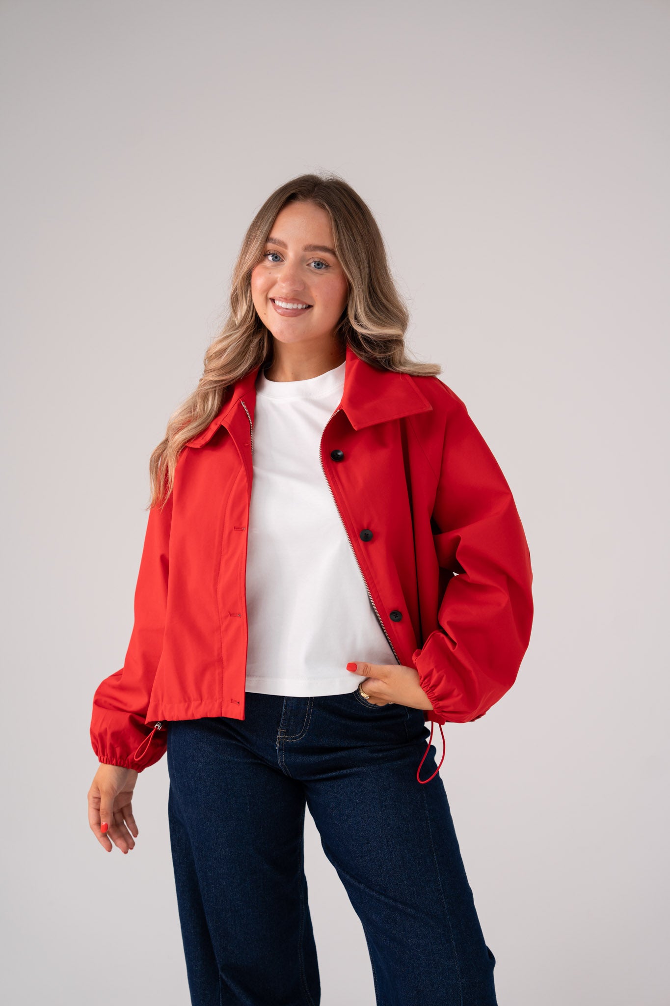 Love Laura Funnel Neck Jacket In Red