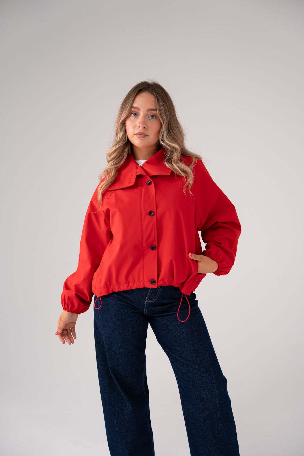 Love Laura Funnel Neck Jacket In Red