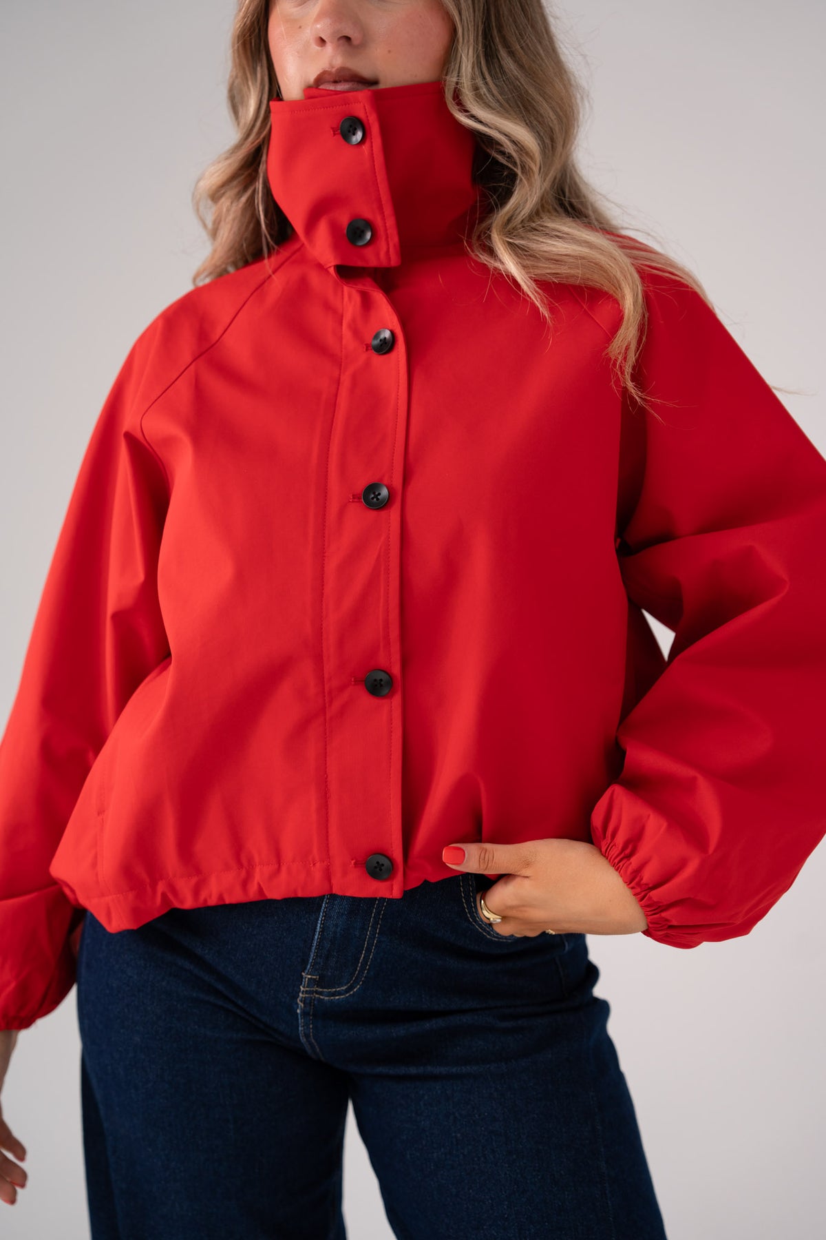 Love Laura Funnel Neck Jacket In Red