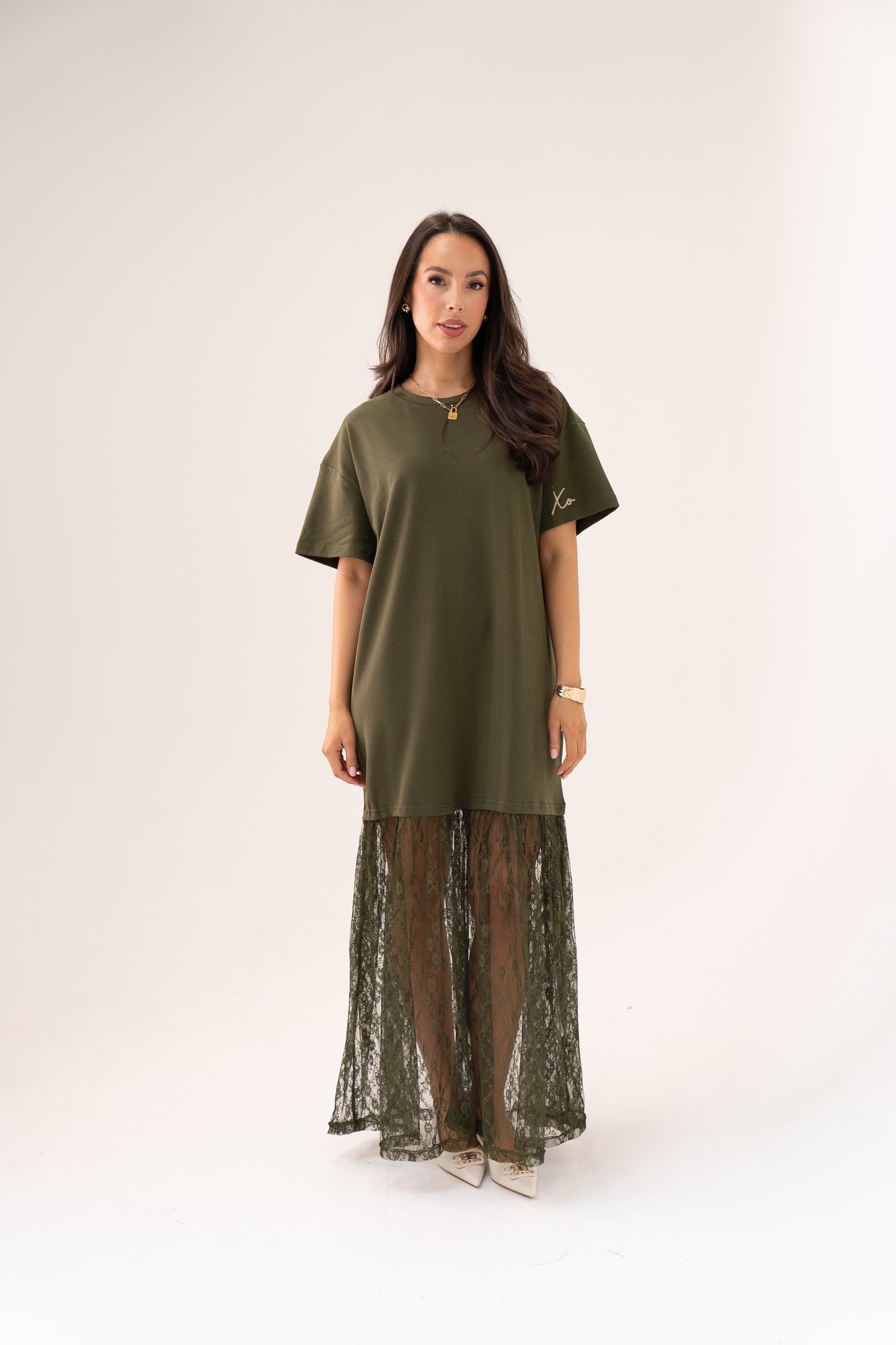 Love Laura Contrast T-Shirt Dress In Khaki