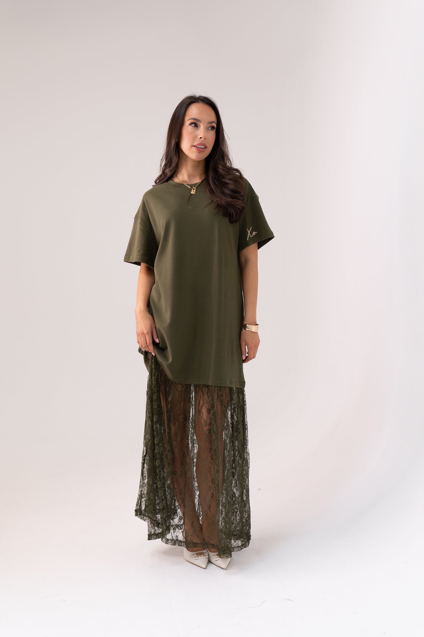 Love Laura Contrast T-Shirt Dress In Khaki