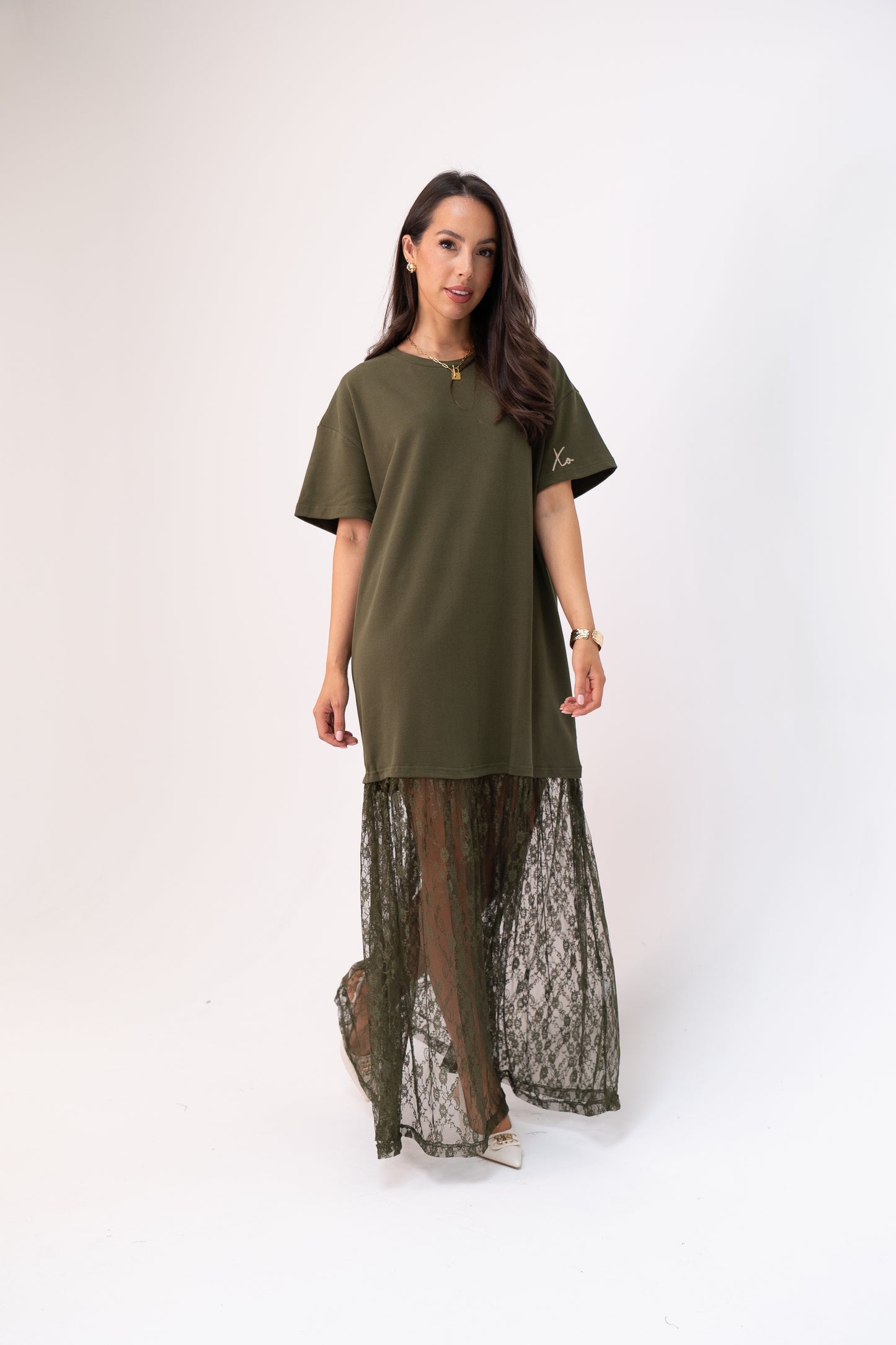Love Laura Contrast T-Shirt Dress In Khaki