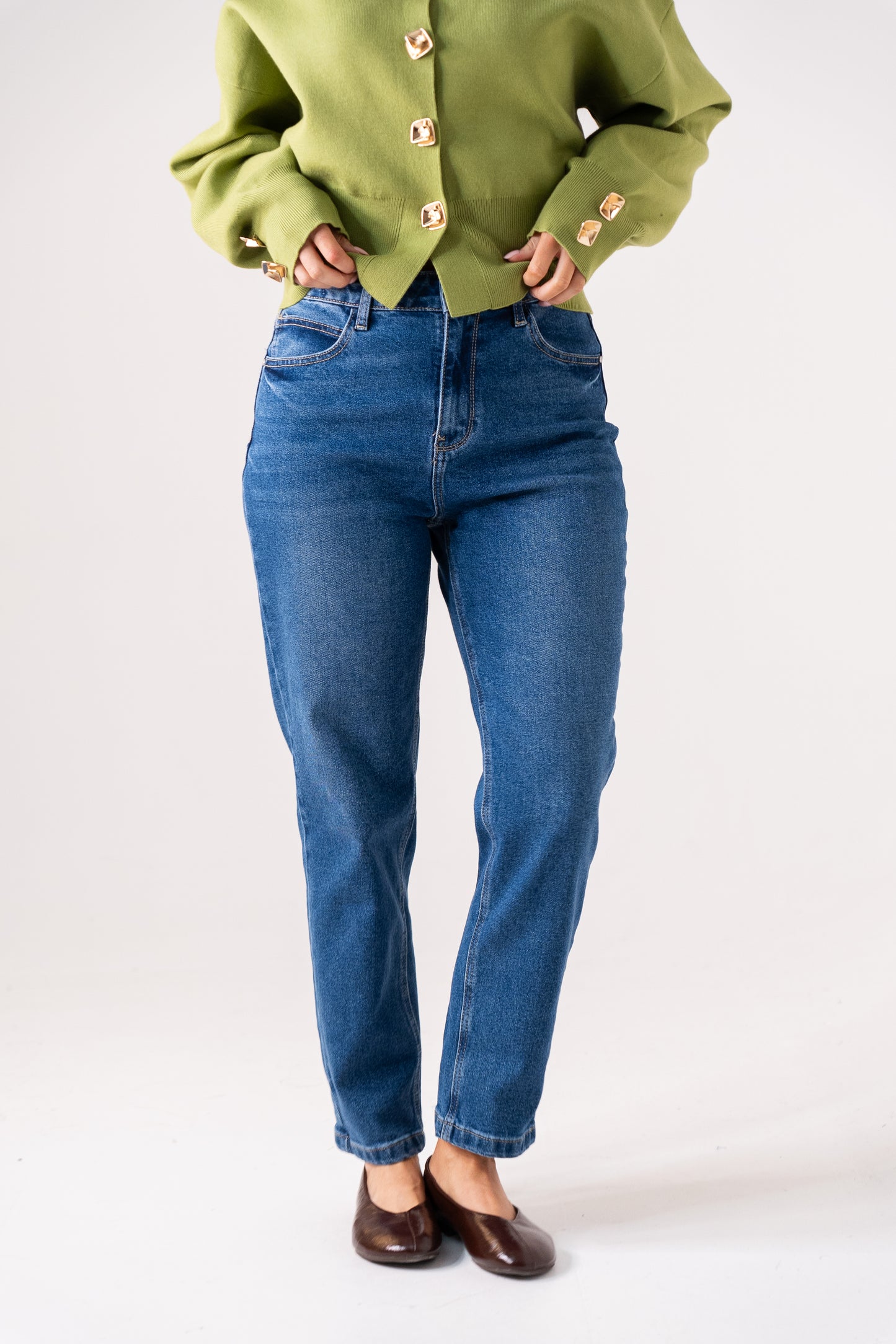 Love Laura Mom Jeans In Mid Wash