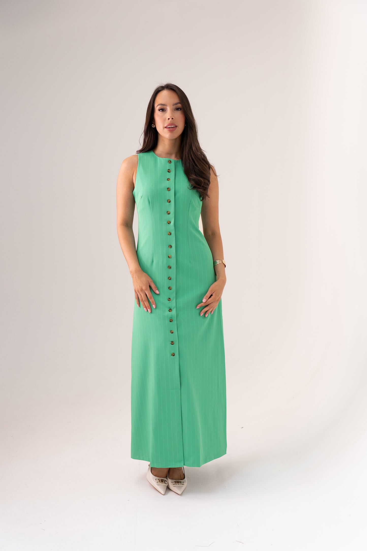 Love Laura Pinstripe Shirt Dress In Mint