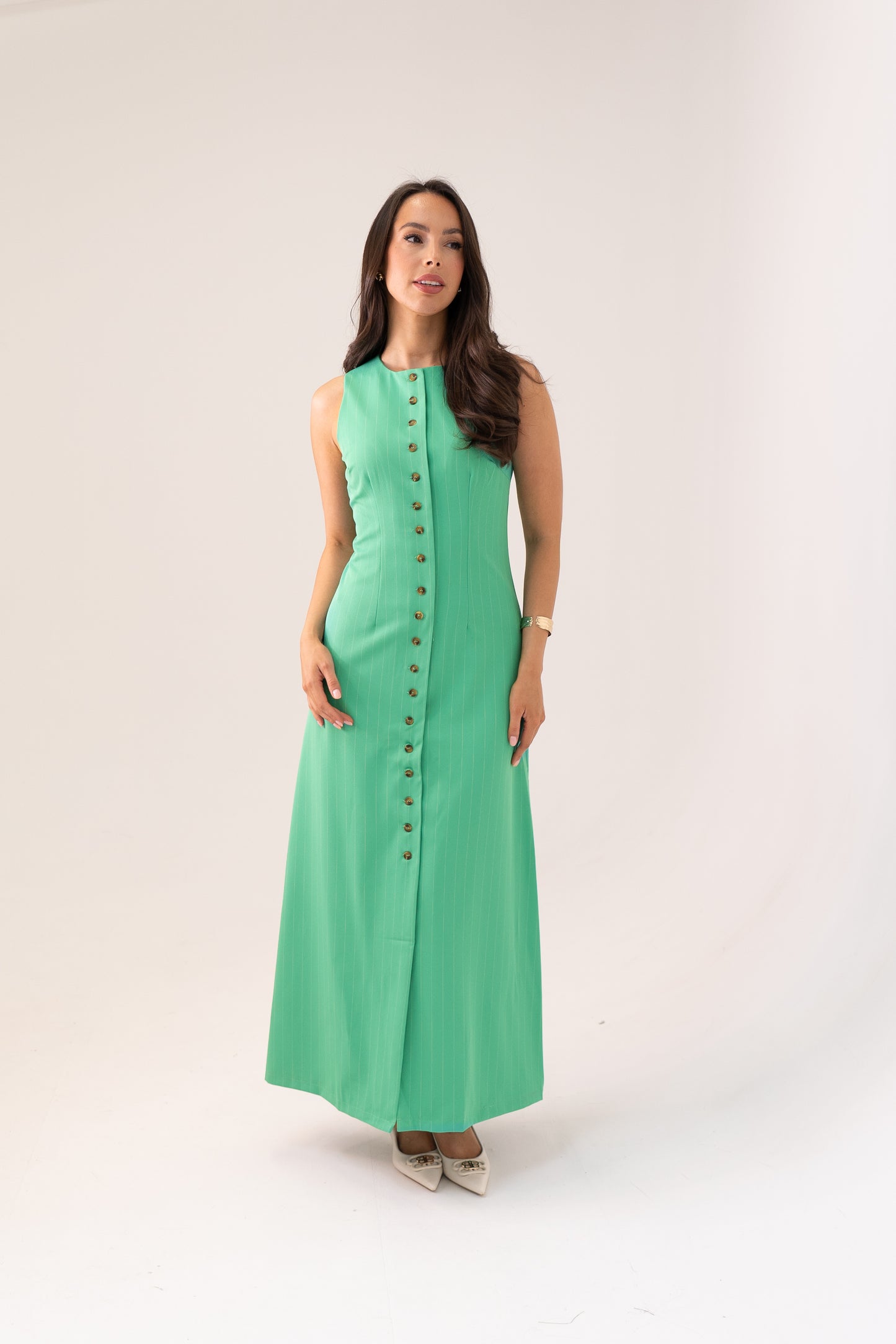 Love Laura Pinstripe Shirt Dress In Mint