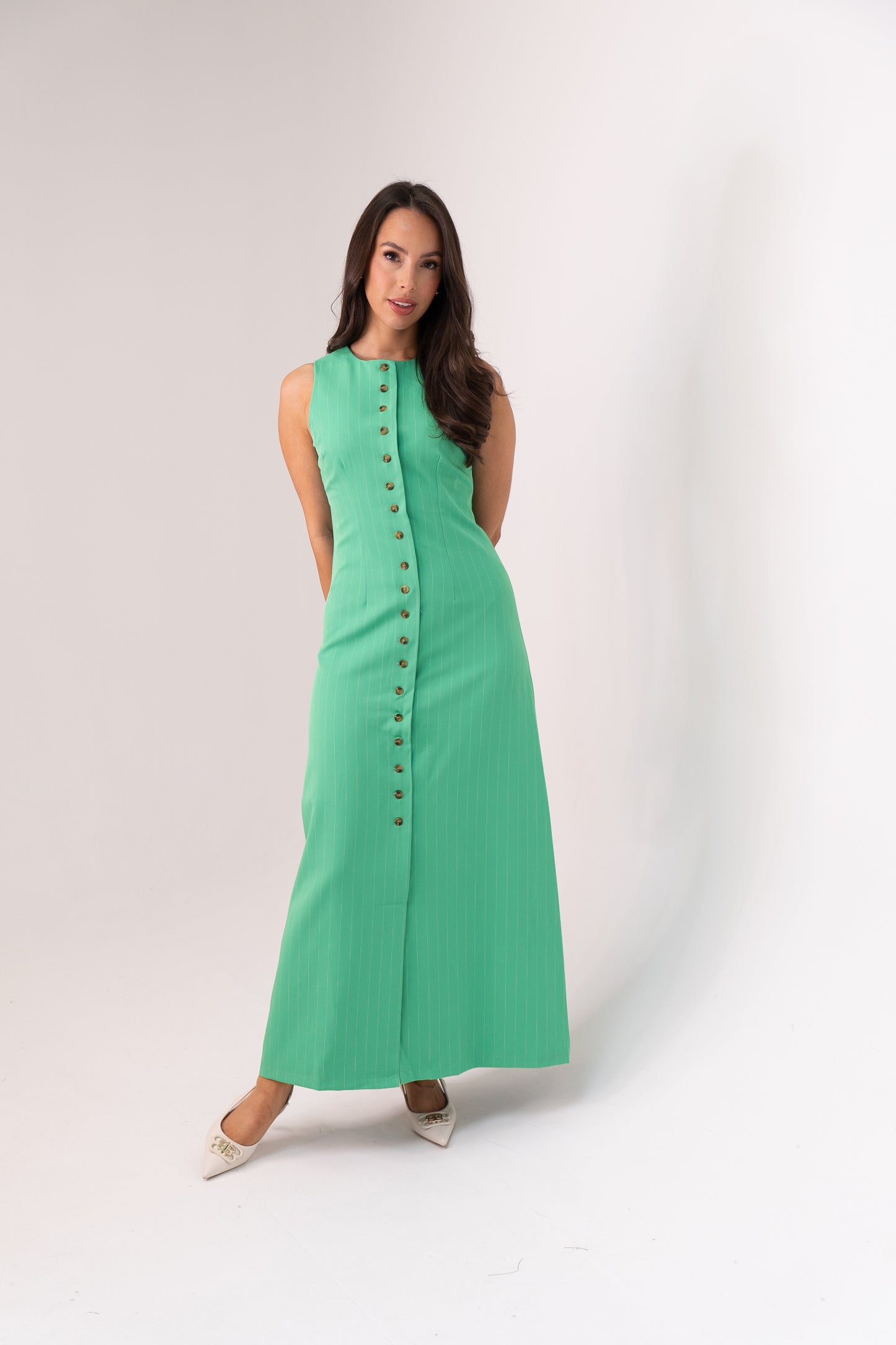 Love Laura Pinstripe Shirt Dress In Mint