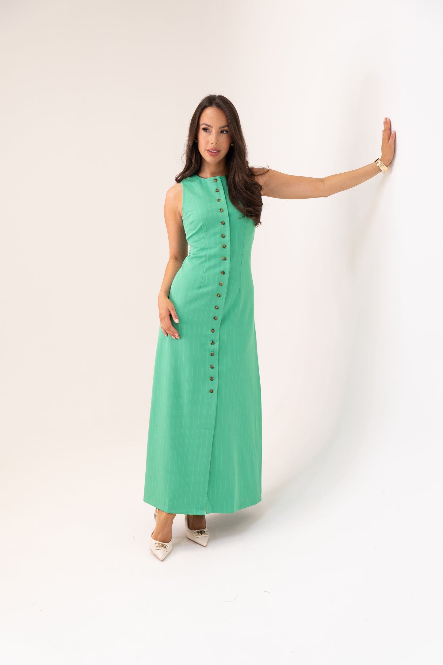 Love Laura Pinstripe Shirt Dress In Mint