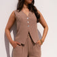 Love Laura Pinstripe Waistcoat In Mocha