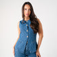 Love Laura Polka Dot Waistcoat In Dark Wash